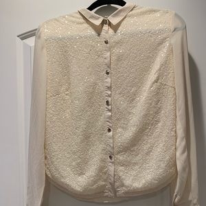 Lucy Love Sequin Button  Up Blouse